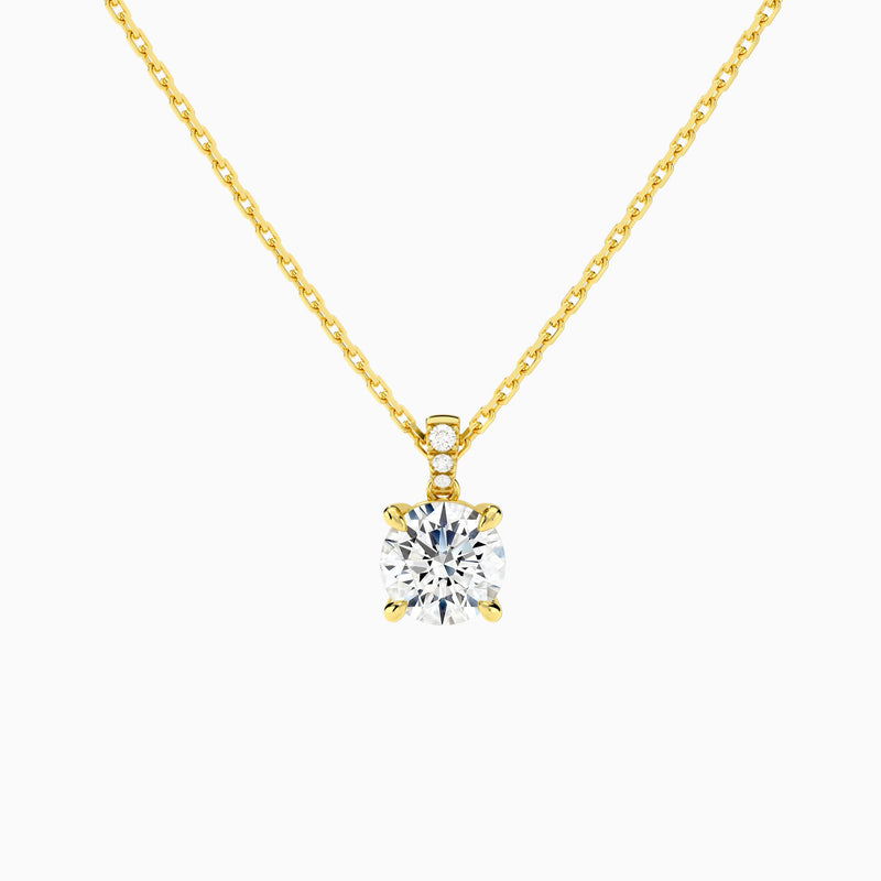 Round Lab Grown Diamond Accented Bail Pendant Necklace - Lucenjuri