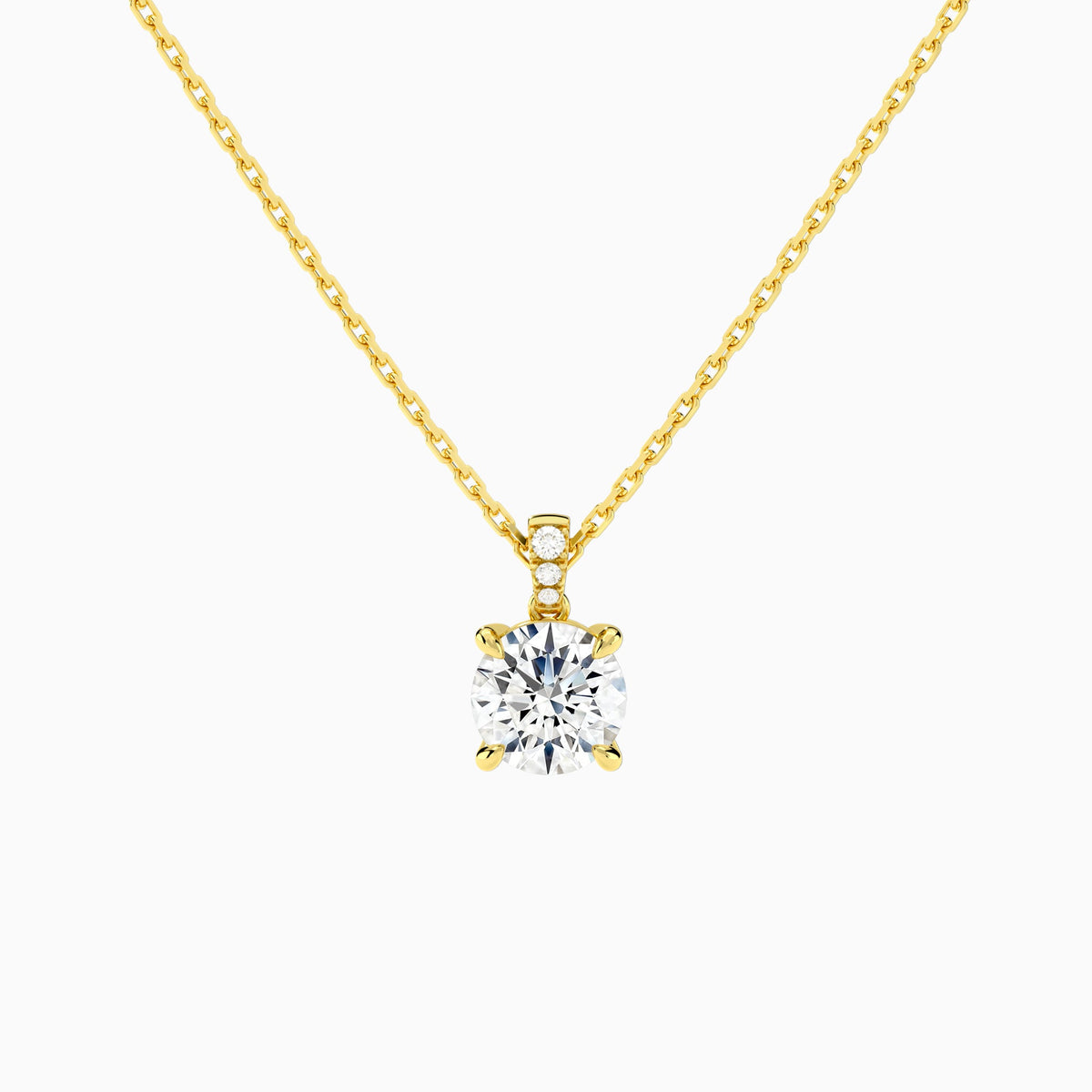 Round Lab Grown Diamond Accented Bail Pendant Necklace - Lucenjuri