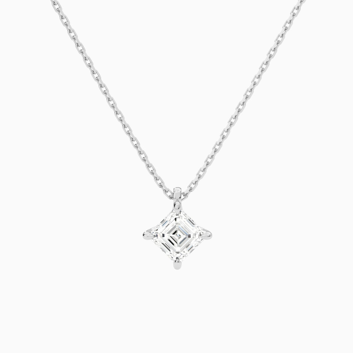 Asscher Solitaire Lab Grown Diamond Pendant Necklace In Platinum - Lucenjuri
