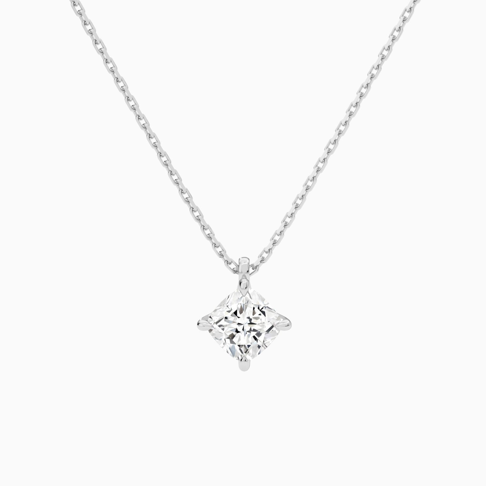 Cushion Solitaire Diamond Pendant Necklace