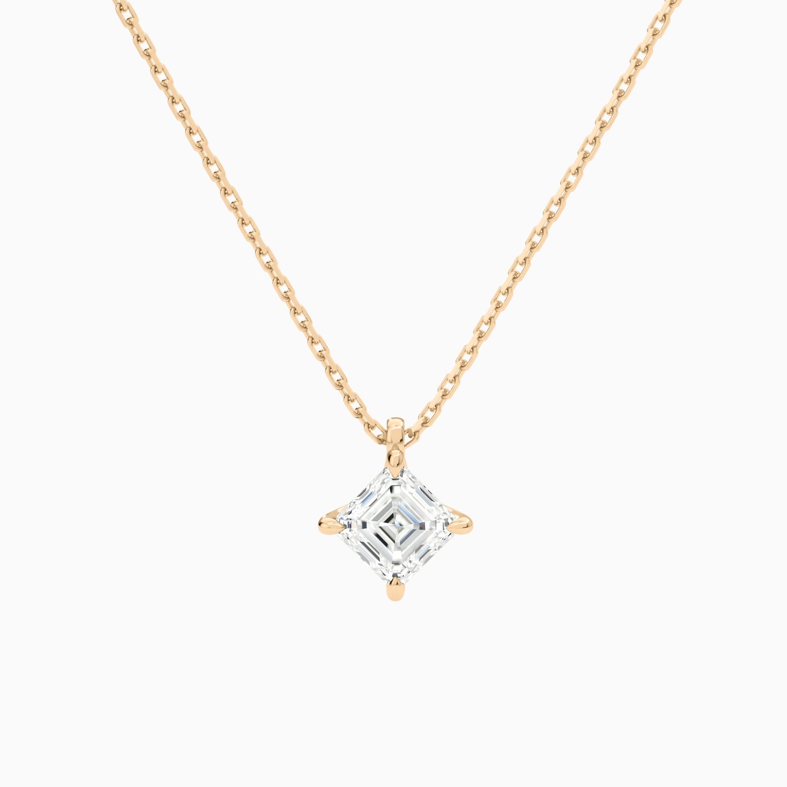 Asscher Solitaire Diamond Pendant Necklace