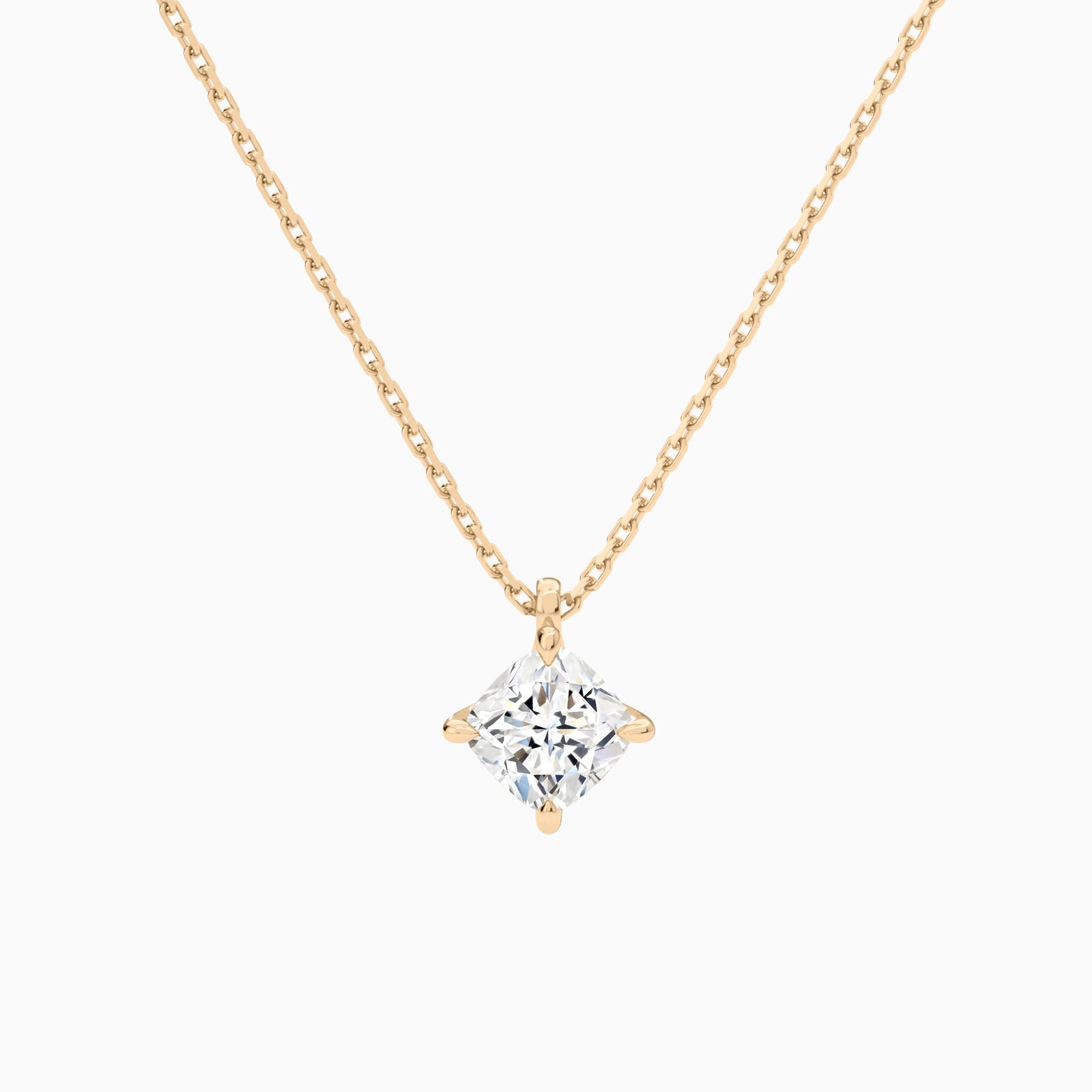 Cushion Solitaire Diamond Pendant Necklace