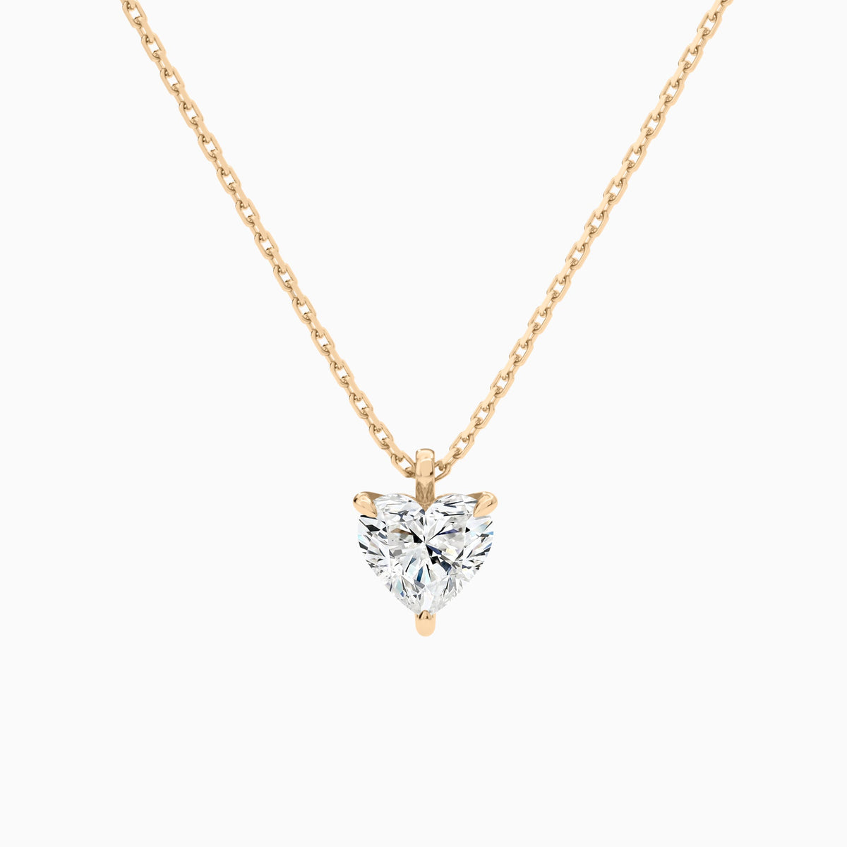 Heart Solitaire Lab Grown Diamond Pendant Necklace In 14K Rose Gold - Lucenjuri