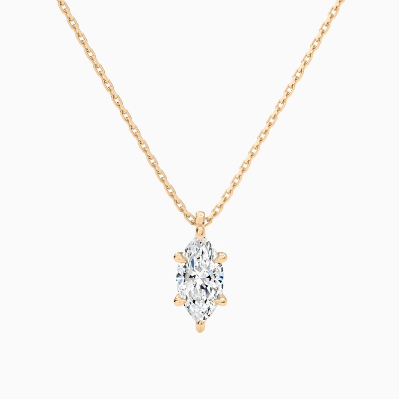 Marquise Solitaire Lab Grown Diamond Pendant Necklace In 14K Rose Gold - Lucenjuri