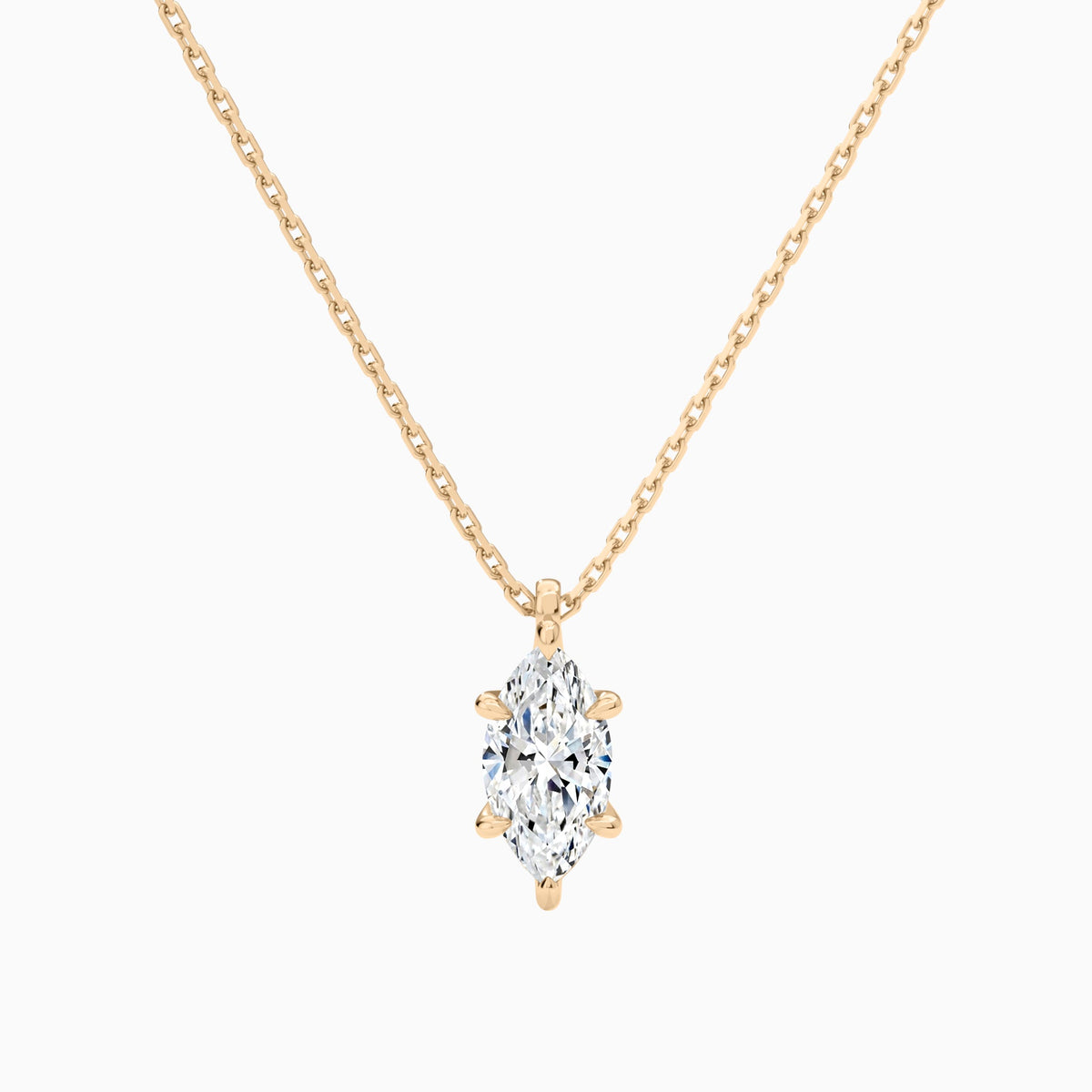 Marquise Solitaire Lab Grown Diamond Pendant Necklace In 14K Rose Gold - Lucenjuri