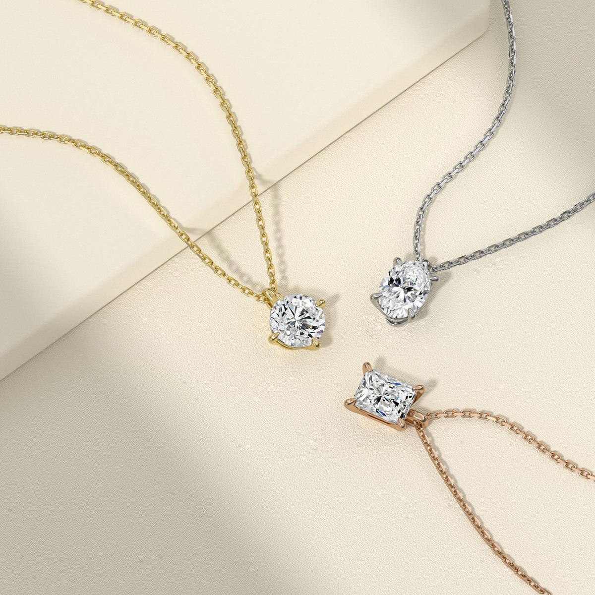 Oval Solitaire Lab Grown Diamond Pendant Necklace In 14K Rose Gold - Additional Image