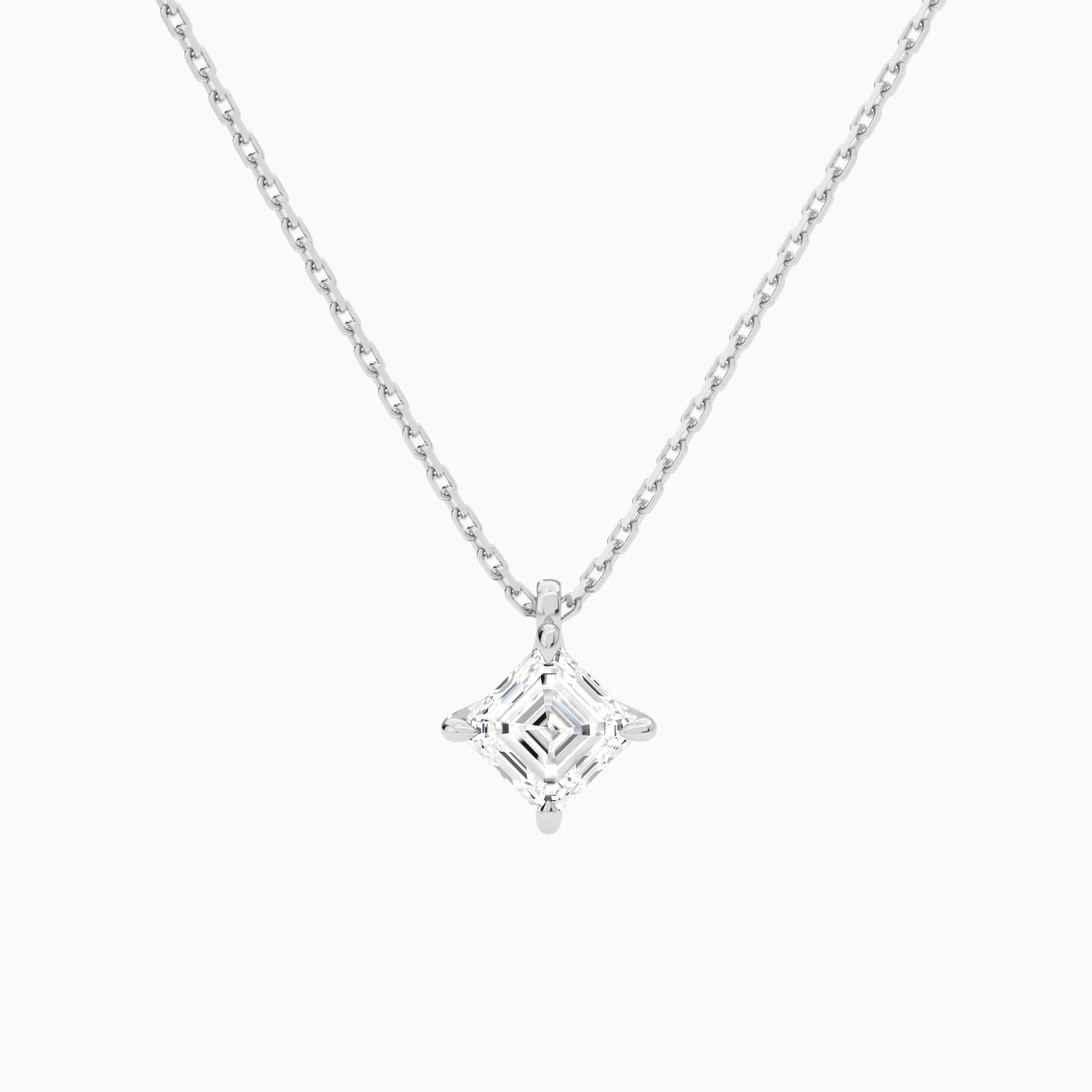 Asscher Solitaire Diamond Pendant Necklace