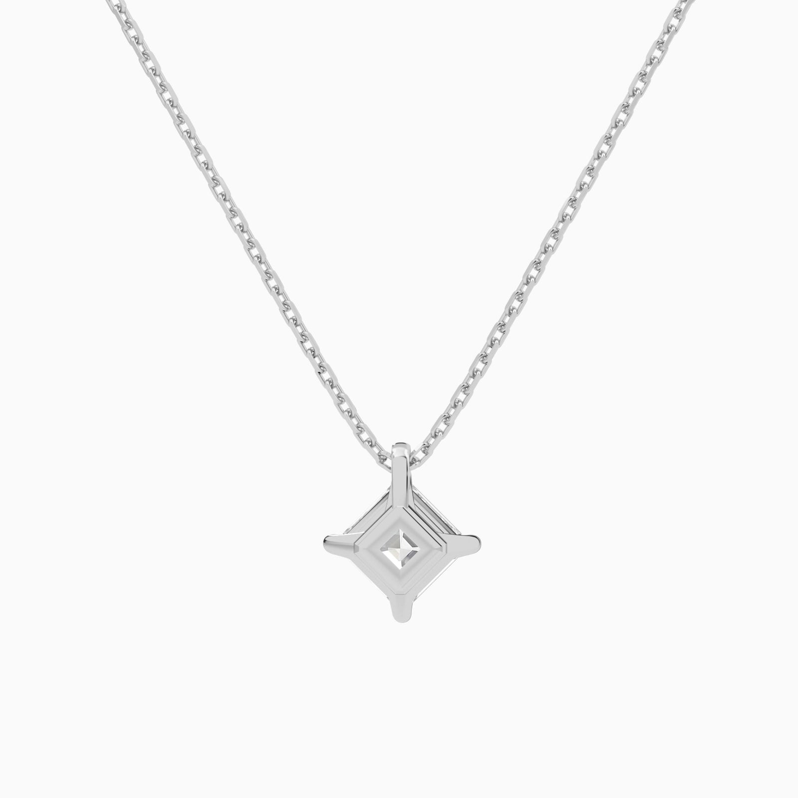 Asscher Solitaire Diamond Pendant Necklace