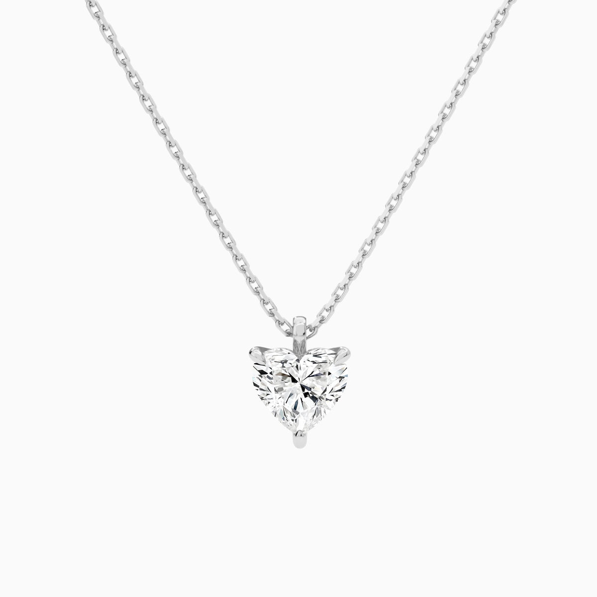 Heart Solitaire Lab Grown Diamond Pendant Necklace In 18K White Gold - Lucenjuri