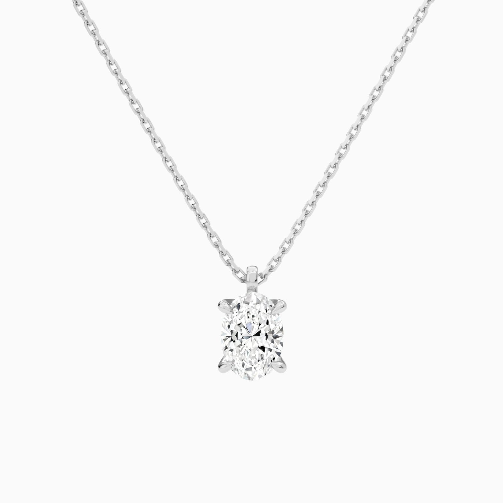 Oval Solitaire Diamond Pendant Necklace