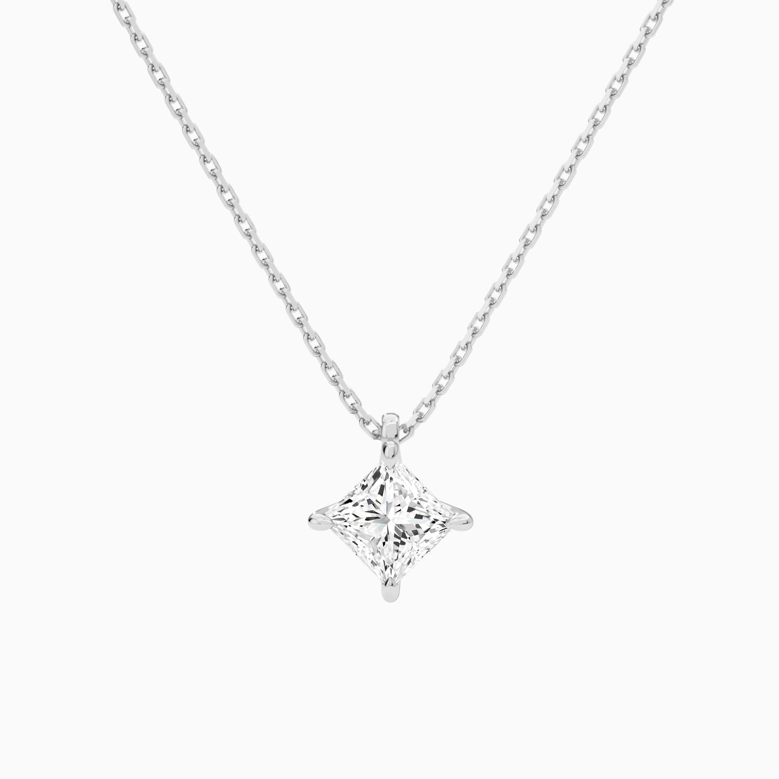 Princess Solitaire Diamond Pendant Necklace