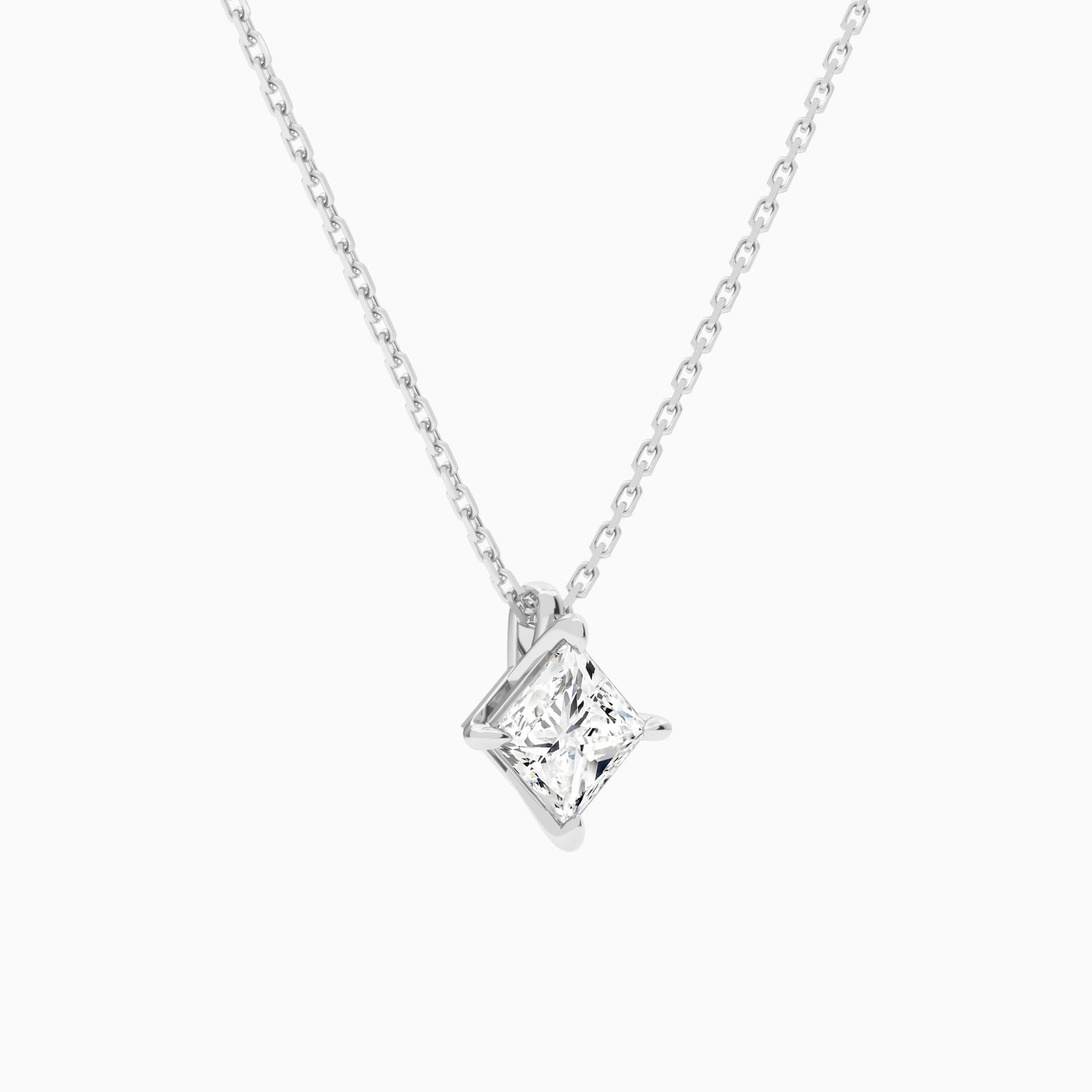 Princess Solitaire Diamond Pendant Necklace