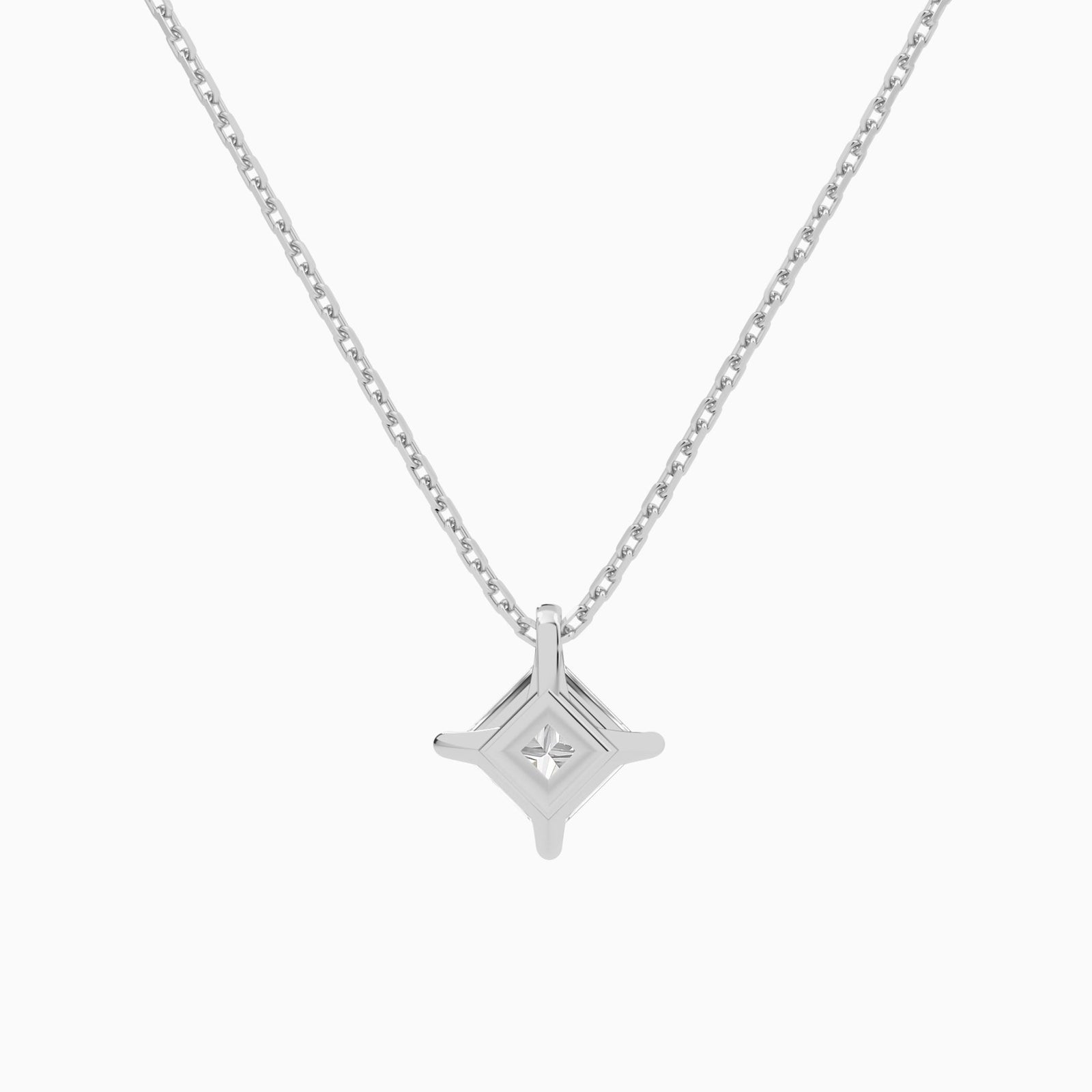 Princess Solitaire Diamond Pendant Necklace