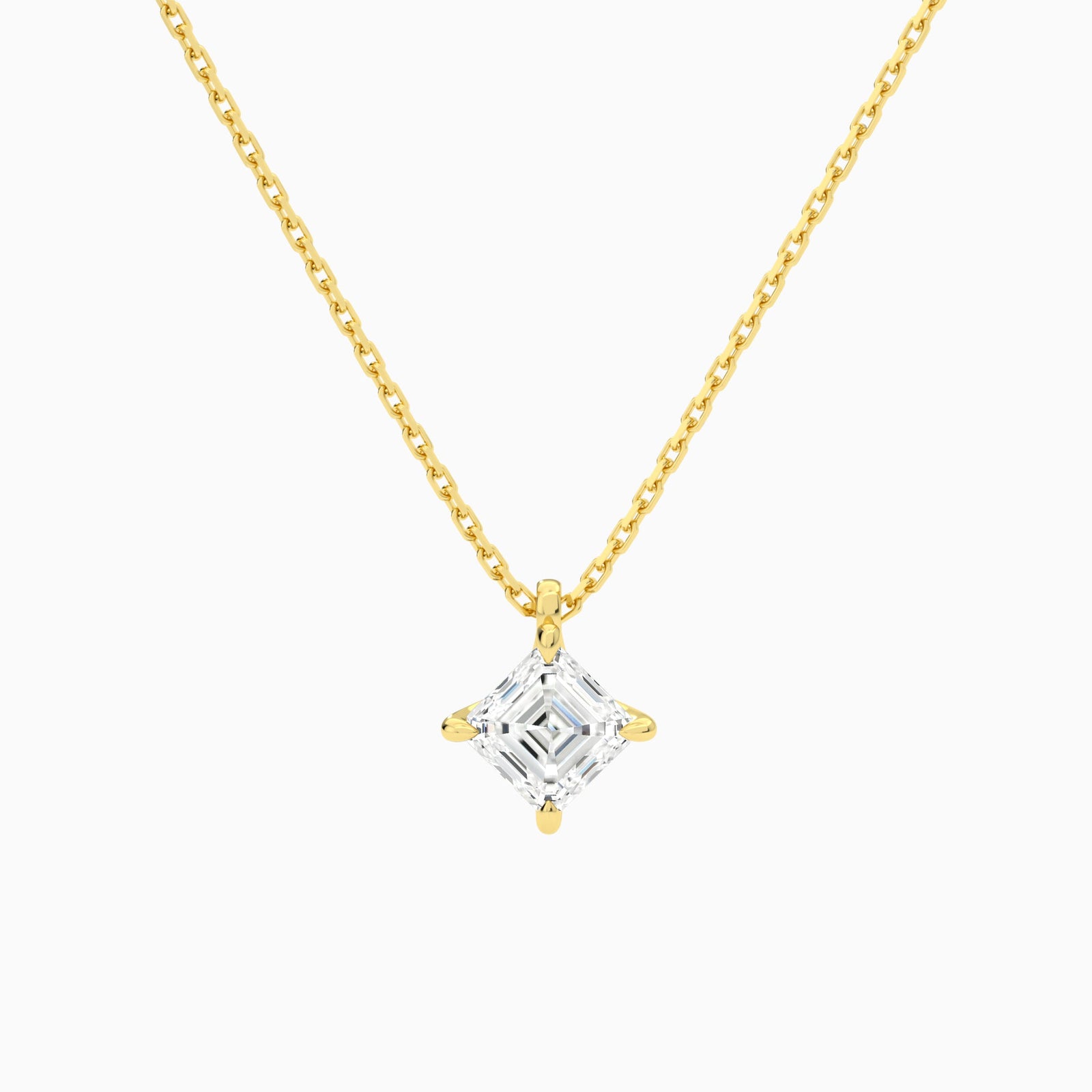 Asscher Solitaire Diamond Pendant Necklace