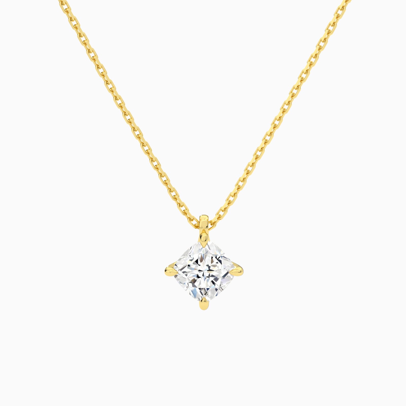 Cushion Solitaire Diamond Pendant Necklace