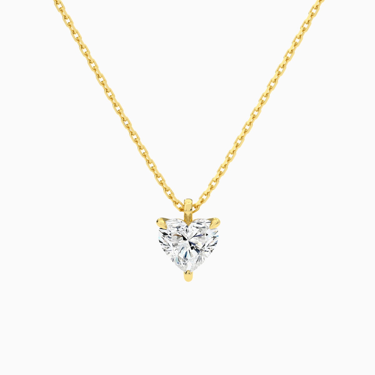 Heart Solitaire Lab Grown Diamond Pendant Necklace In 18K Yellow Gold - Lucenjuri