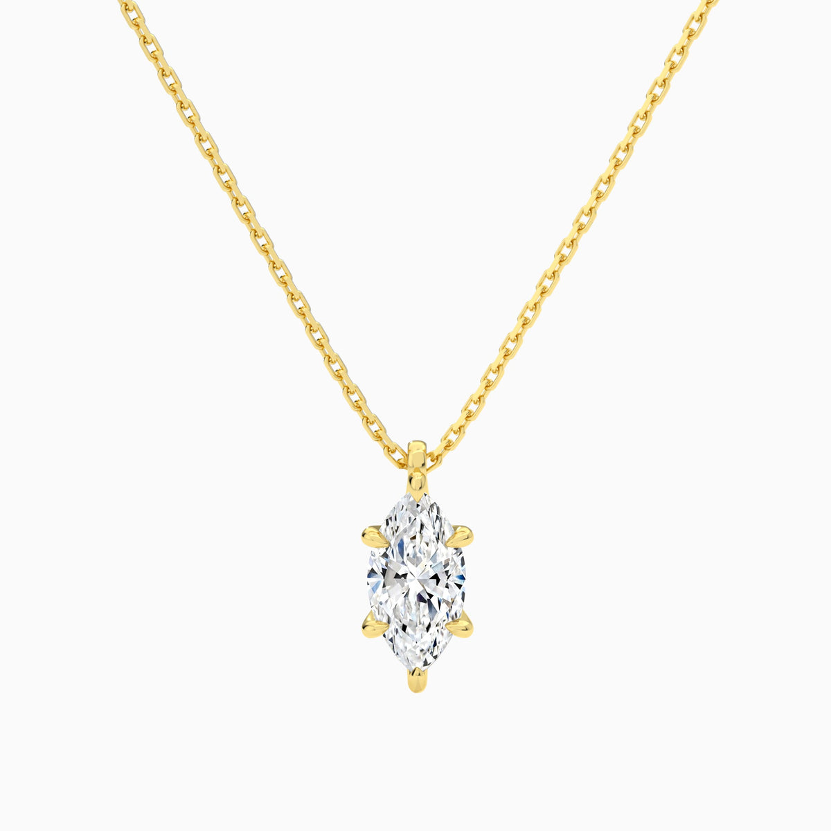 Marquise Solitaire Lab Grown Diamond Pendant Necklace In 14K Yellow Gold - Lucenjuri