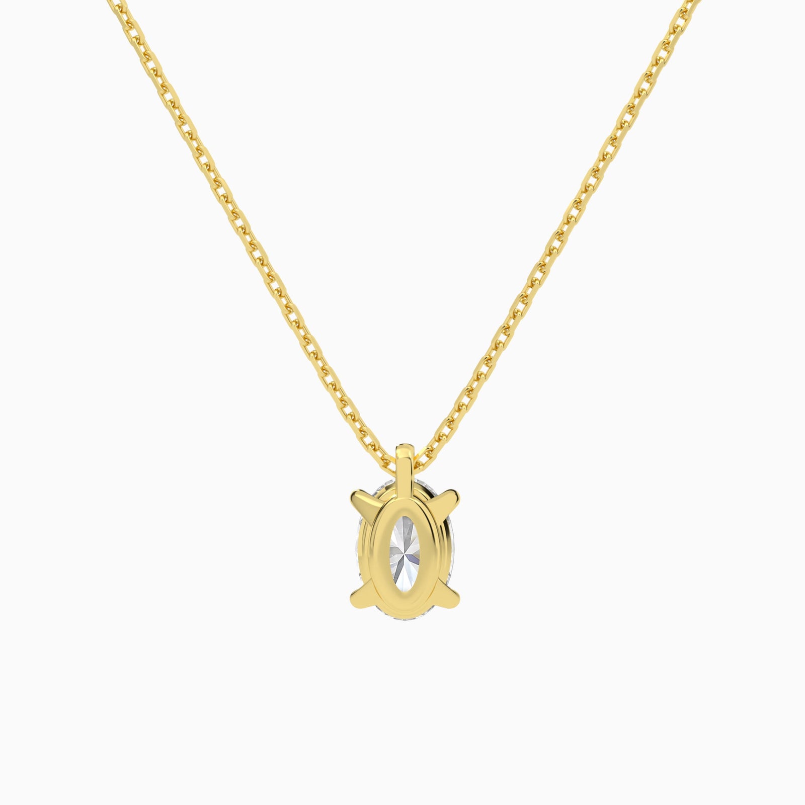 Oval Solitaire Diamond Pendant Necklace