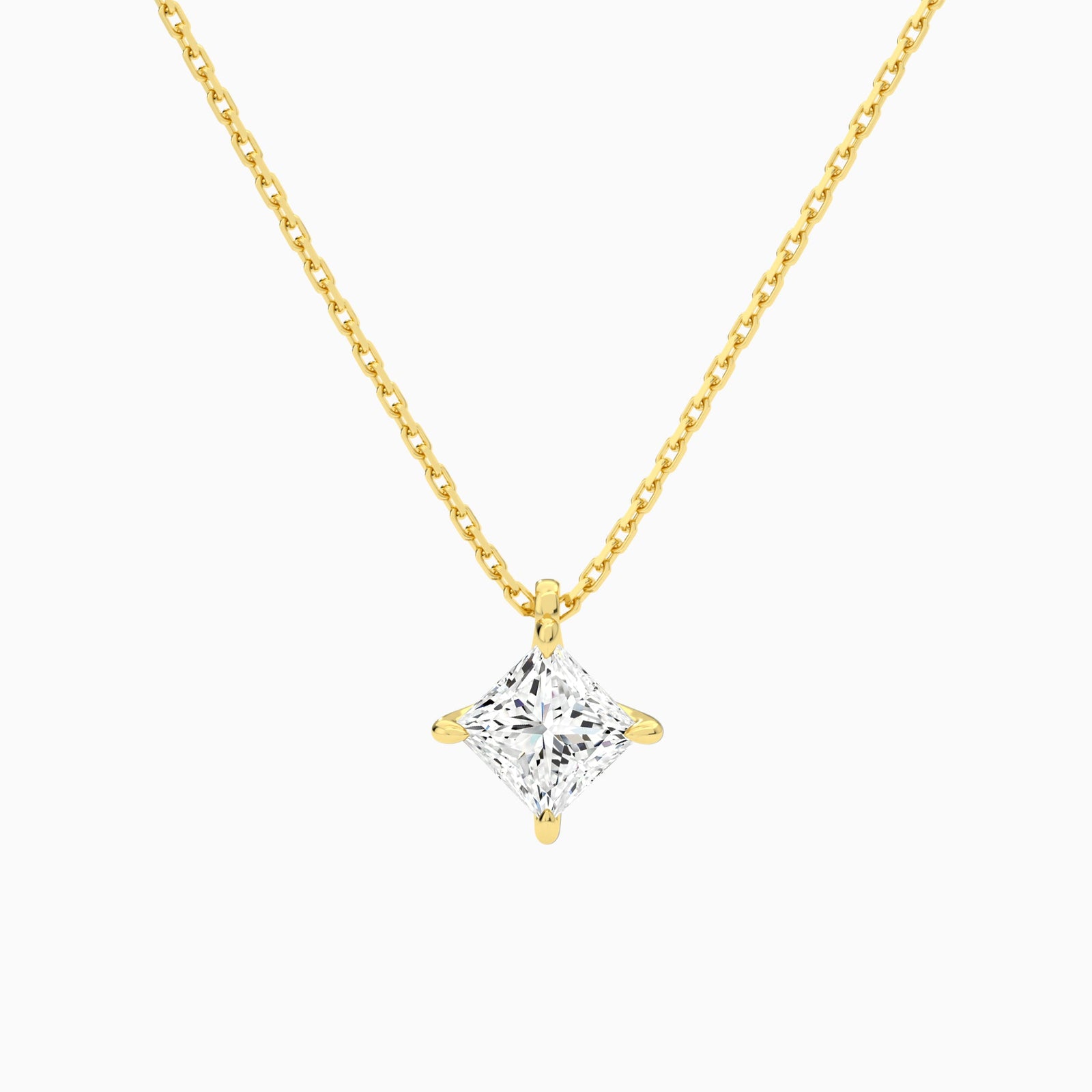 Princess Solitaire Diamond Pendant Necklace