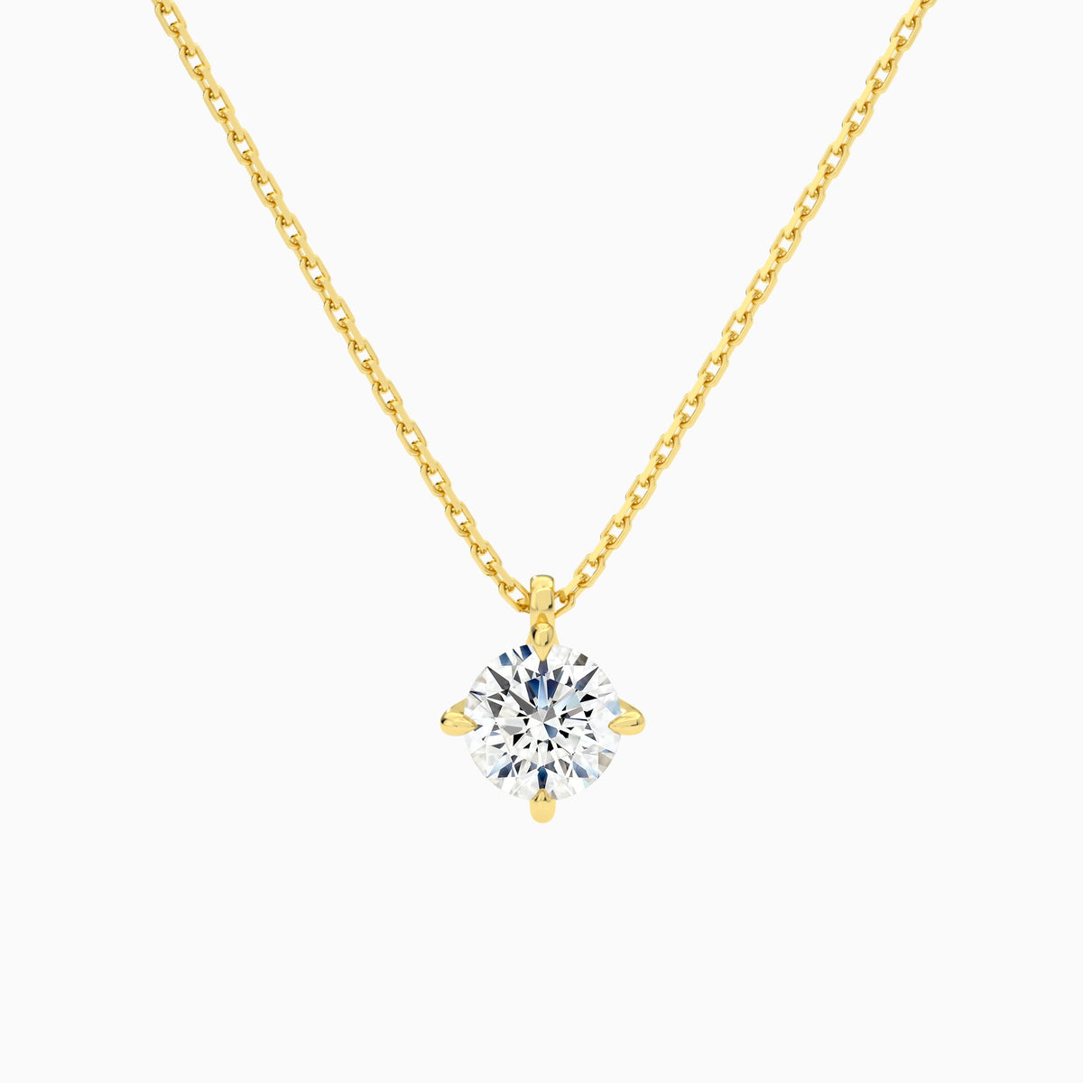 Round Solitaire Lab Grown Diamond Pendant Necklace In 14K Yellow Gold - Lucenjuri