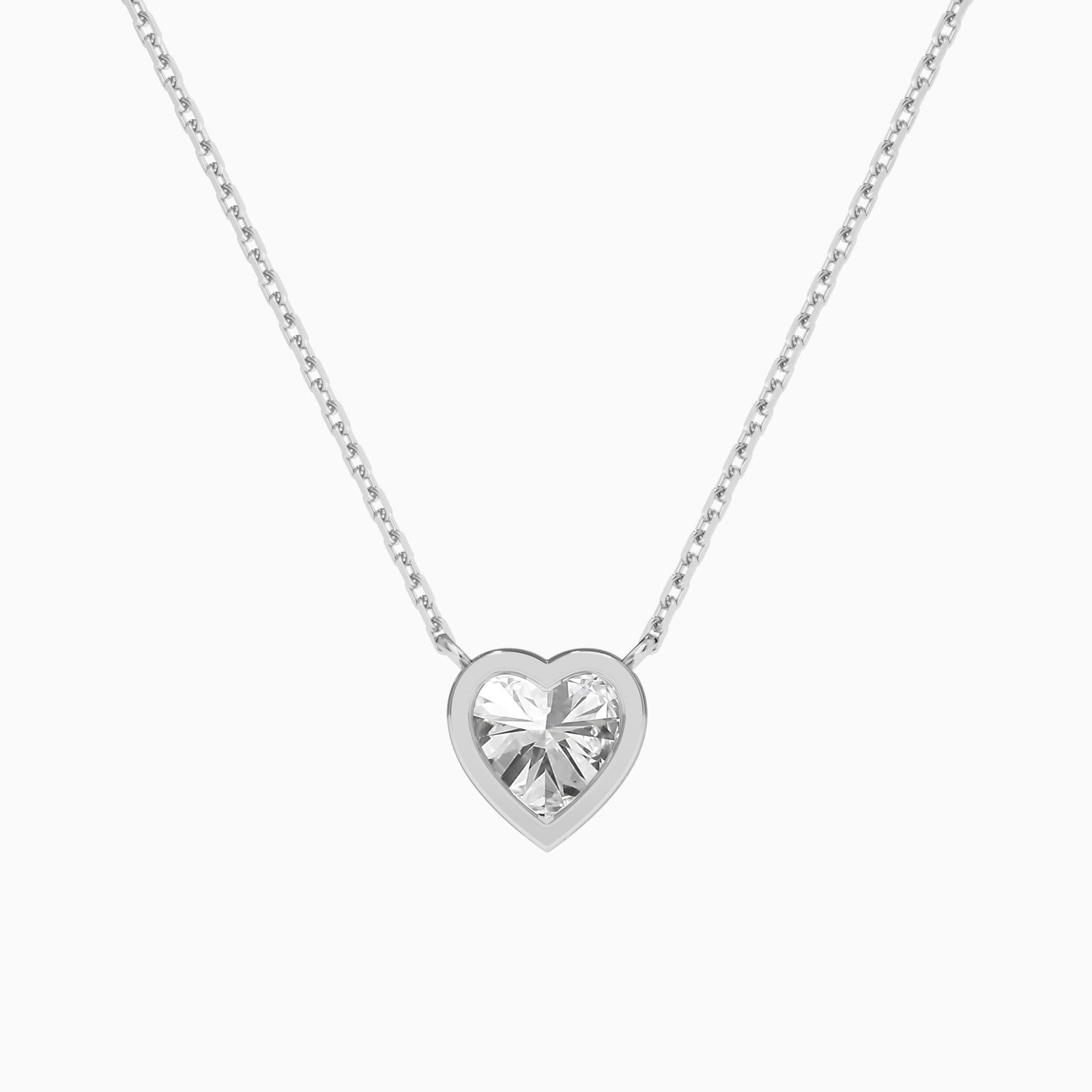 Bezel Solitaire Heart Diamond Necklace