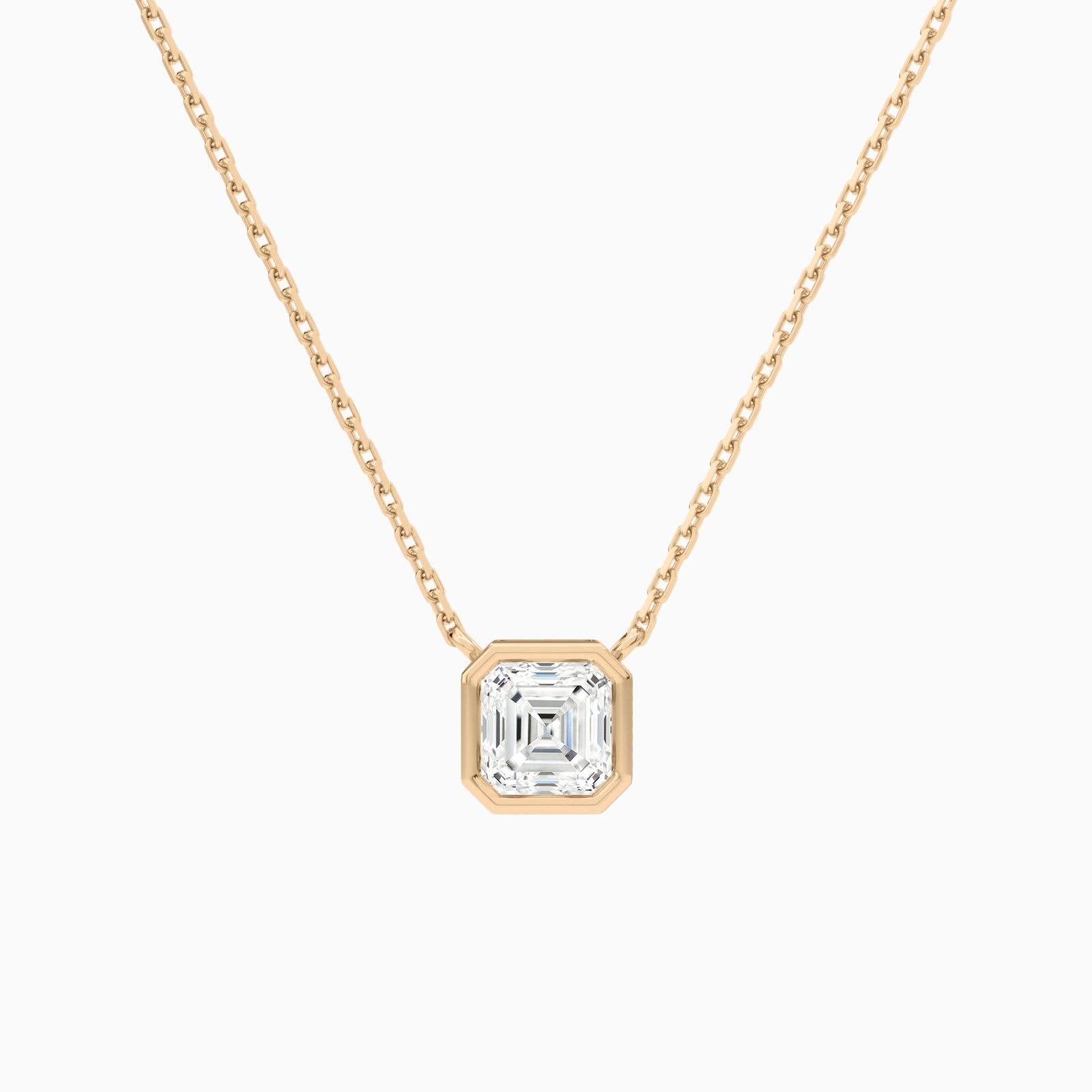 Bezel Solitaire Asscher Diamond Necklace