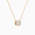 Bezel Solitaire Asscher Diamond Necklace