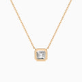 Bezel Solitaire Asscher Diamond Necklace