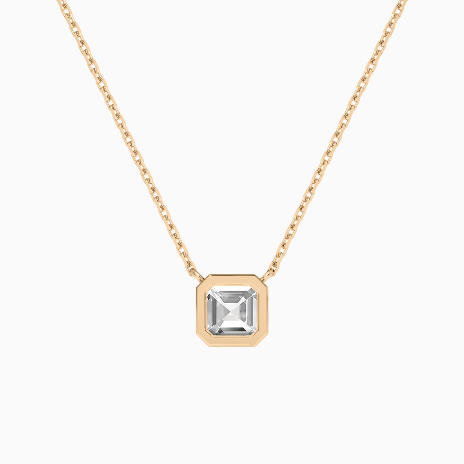 Bezel Solitaire Asscher Diamond Necklace