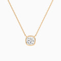 Bezel Solitaire Cushion Diamond Necklace