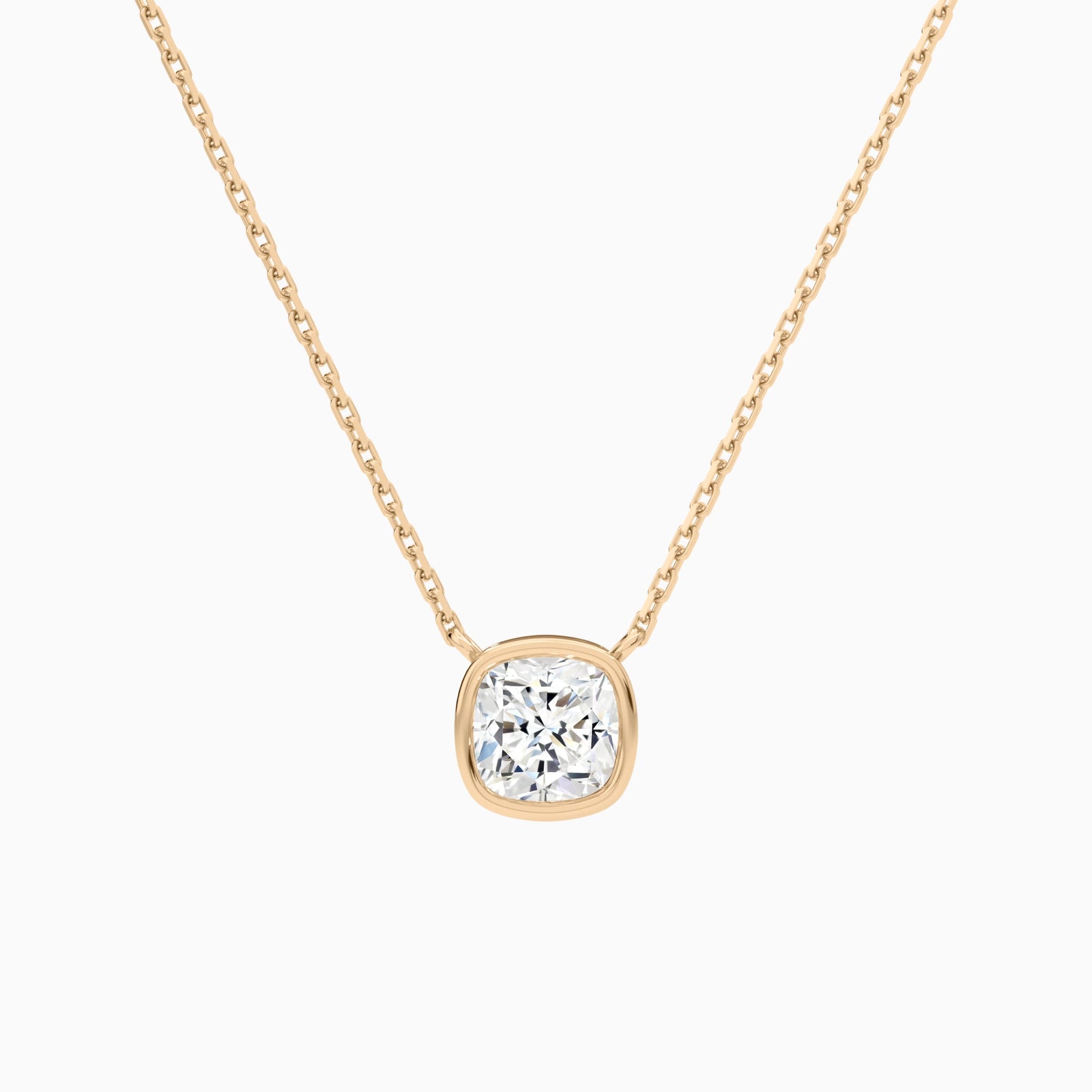 Bezel Solitaire Cushion Diamond Necklace