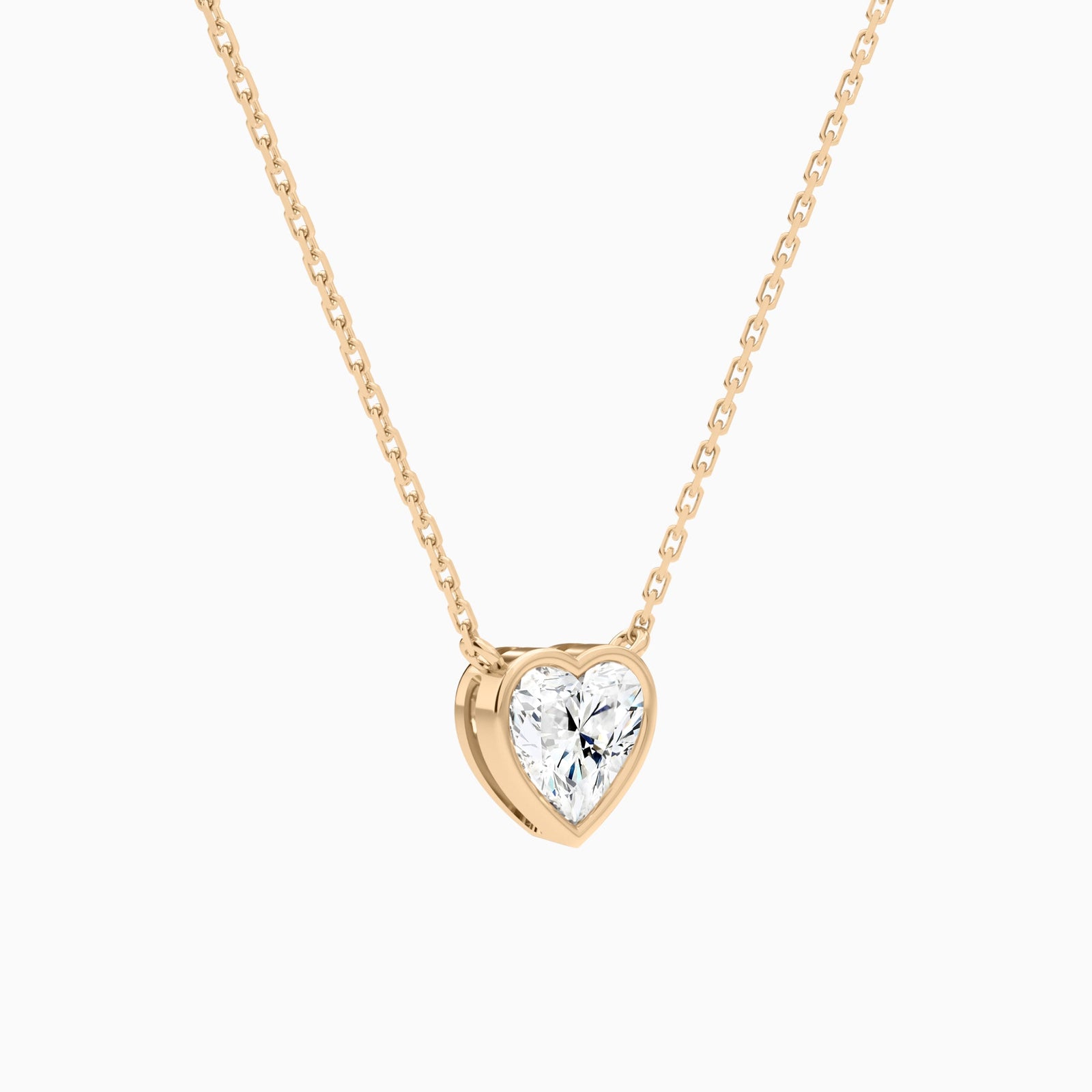 Bezel Solitaire Heart Diamond Necklace