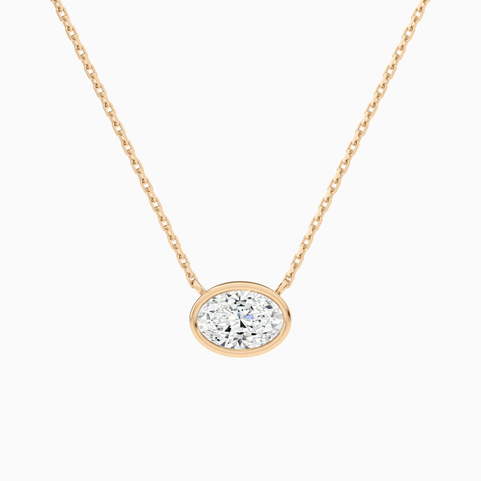 Bezel Solitaire Oval Diamond Necklace