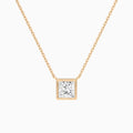 Bezel Solitaire Princess Diamond Necklace