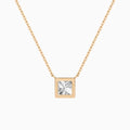 Bezel Solitaire Princess Diamond Necklace