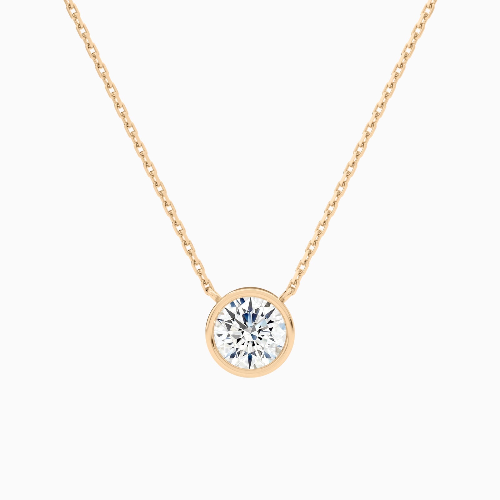 Bezel Solitaire Round Diamond Necklace