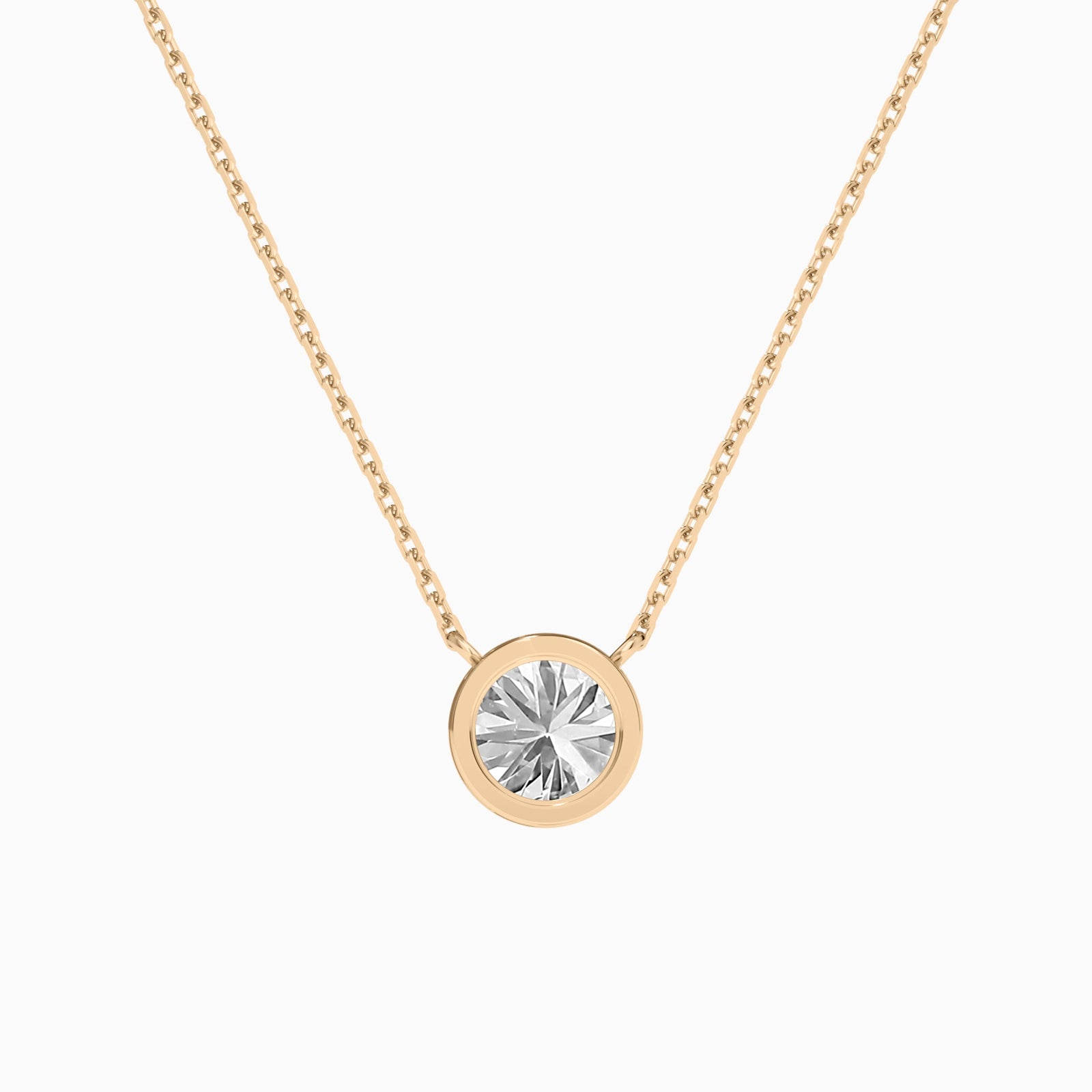 Bezel Solitaire Round Diamond Necklace