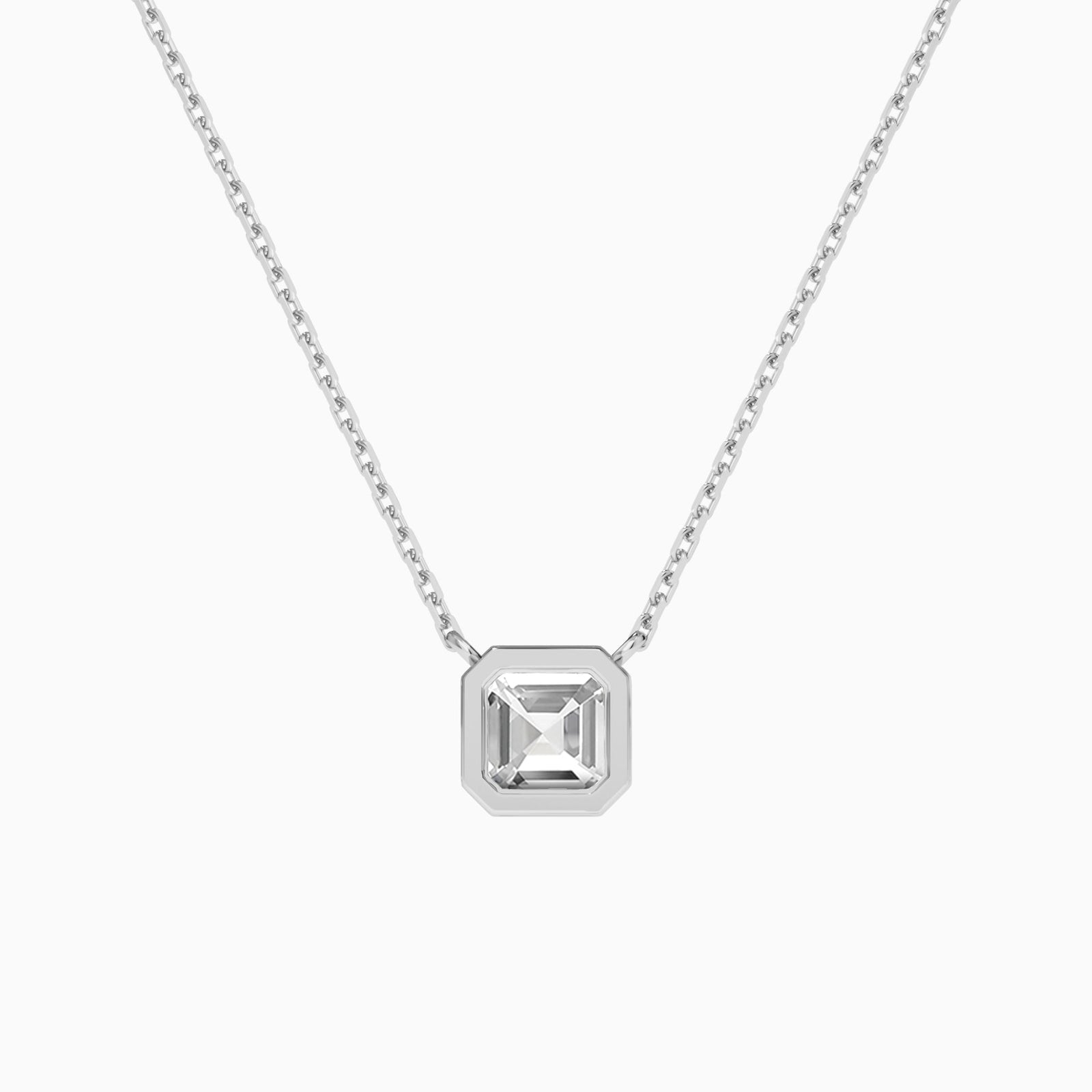 Bezel Solitaire Asscher Diamond Necklace