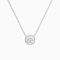 Bezel Solitaire Cushion Diamond Necklace