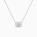 Bezel Solitaire Emerald Diamond Necklace