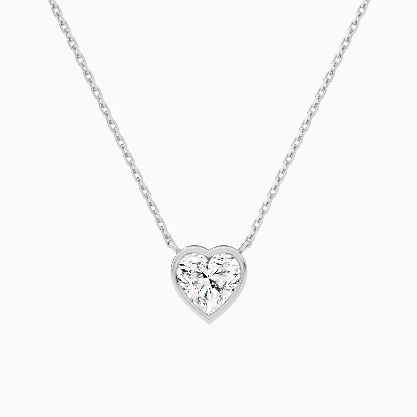 Bezel Solitaire Heart Diamond Necklace