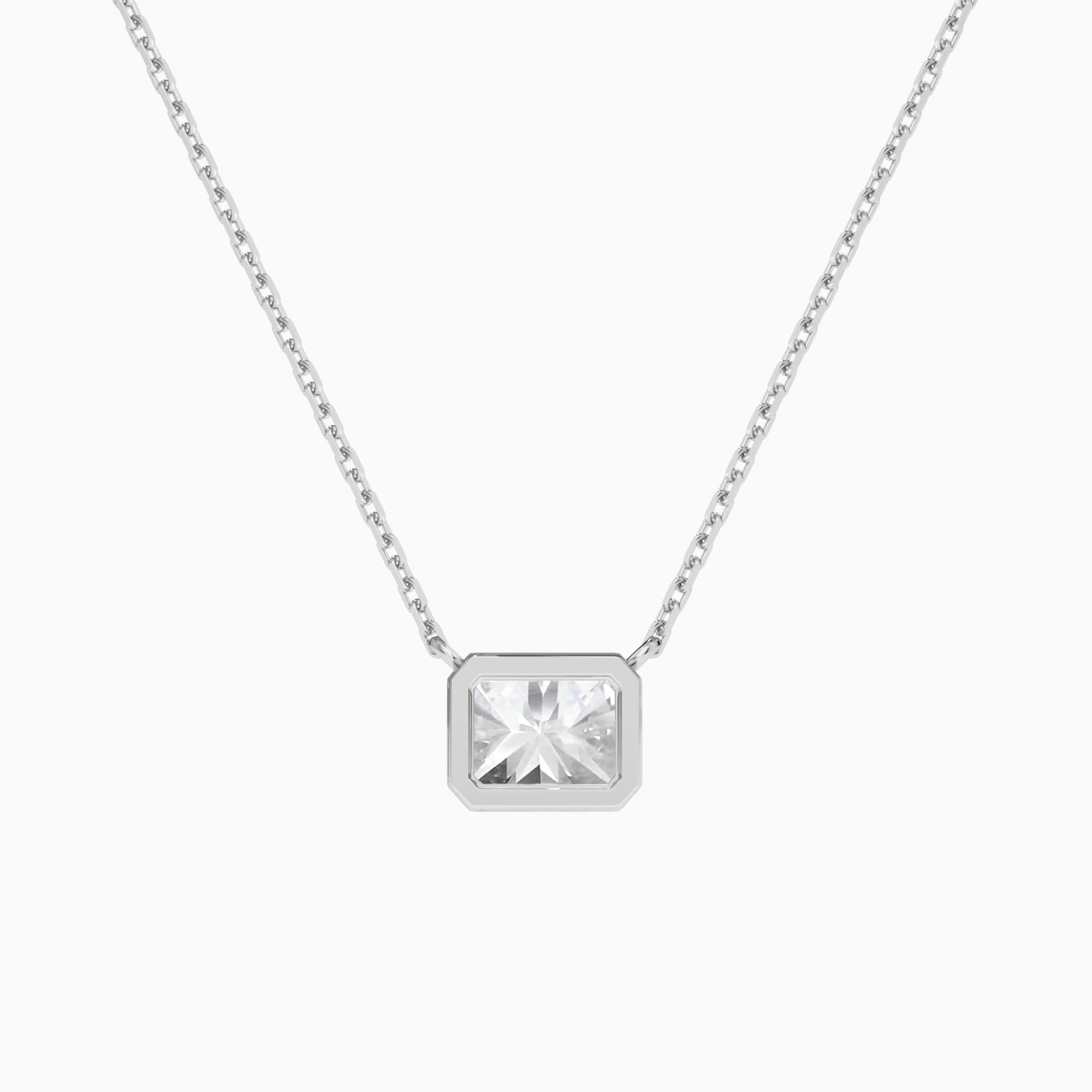 Bezel Solitaire Radiant Diamond Necklace