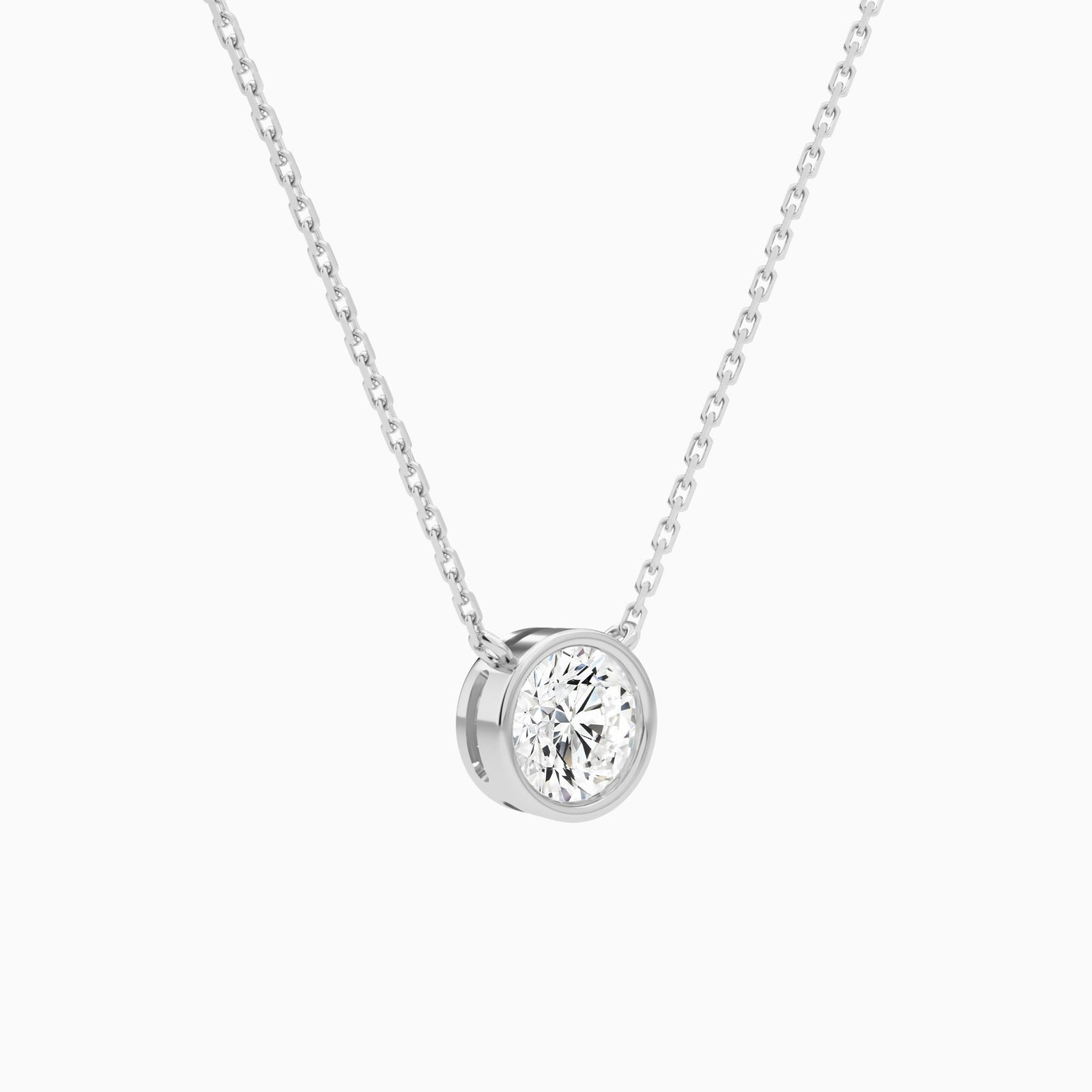 Bezel Solitaire Round Diamond Necklace