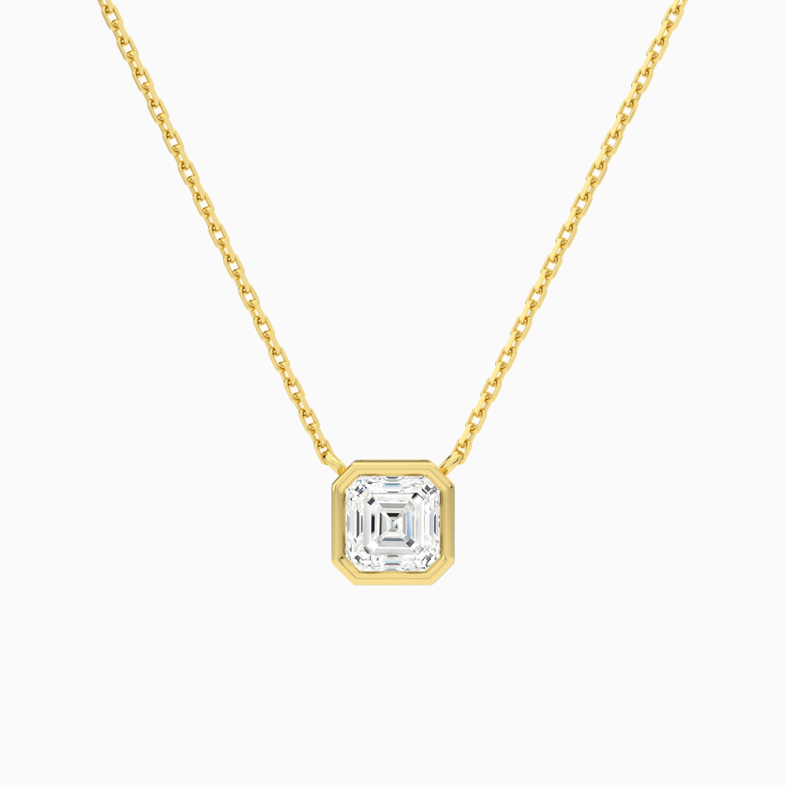 Bezel Solitaire Asscher Diamond Necklace