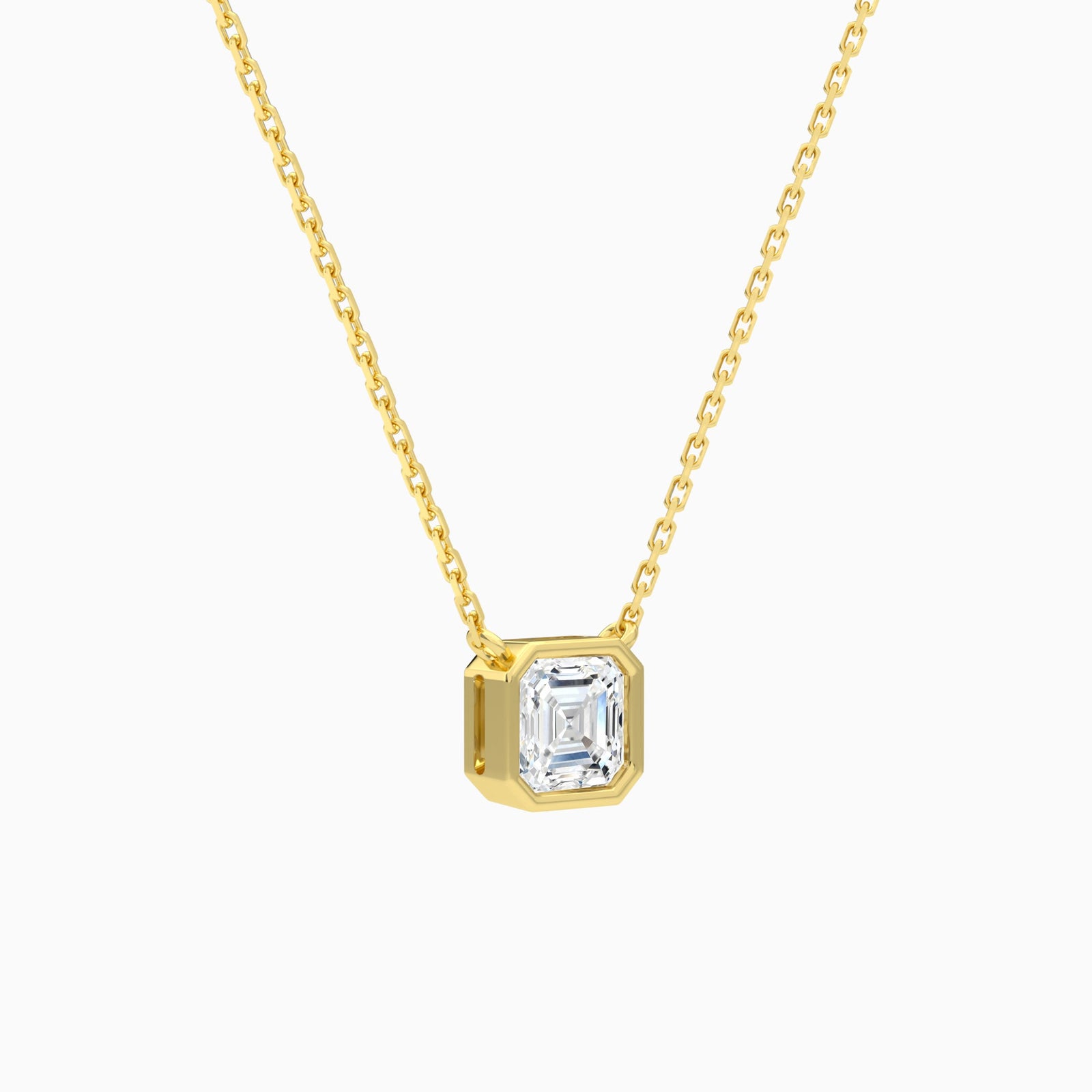 Bezel Solitaire Asscher Diamond Necklace