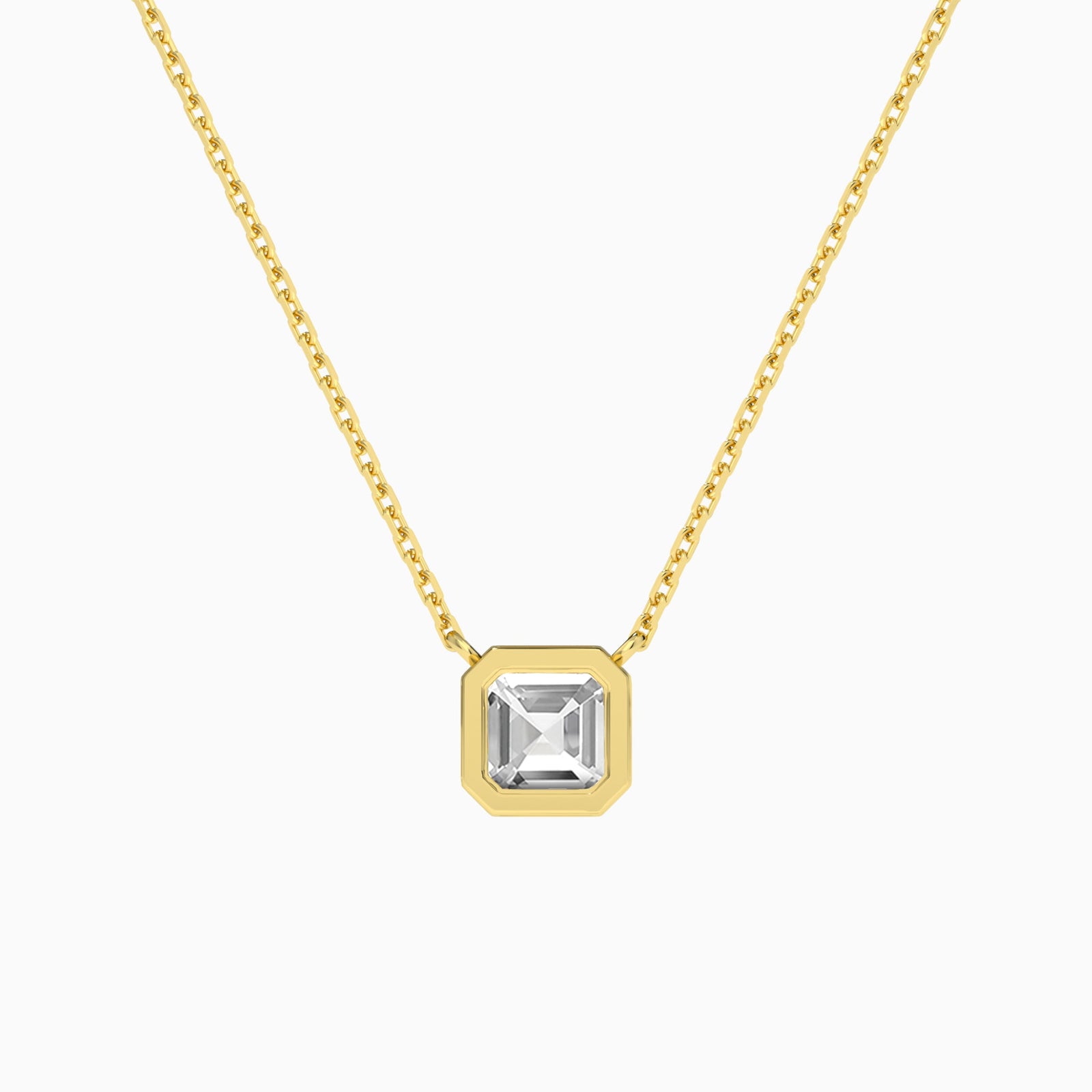 Bezel Solitaire Asscher Diamond Necklace