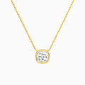 Bezel Solitaire Cushion Diamond Necklace