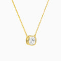 Bezel Solitaire Cushion Diamond Necklace