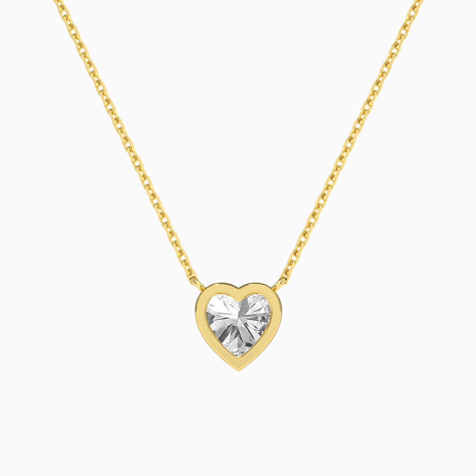 Bezel Solitaire Heart Diamond Necklace