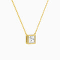 Bezel Solitaire Princess Diamond Necklace